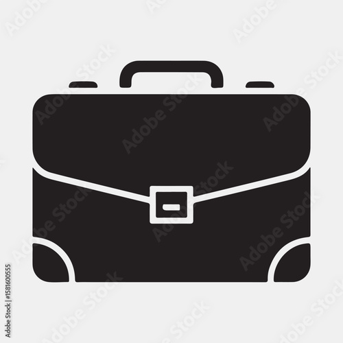 Simple black briefcase icon, perfect for business themes.
