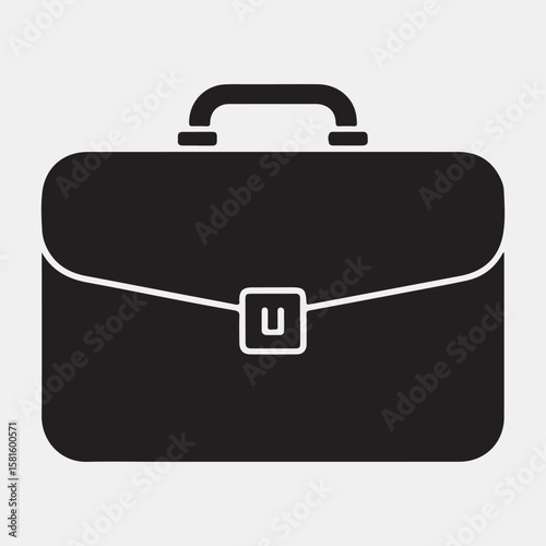 Simple black briefcase icon, perfect for business themes.
