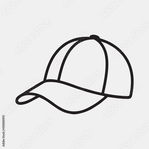 Simple black line drawing of a baseball cap.
