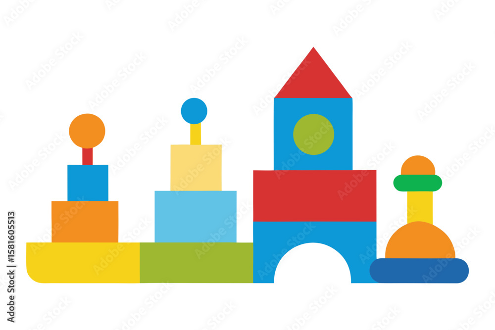 educational toys set on white background educational toys set on white background
