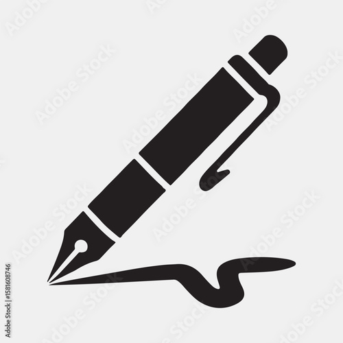 Simple Vector Illustration of a Pen Writing
