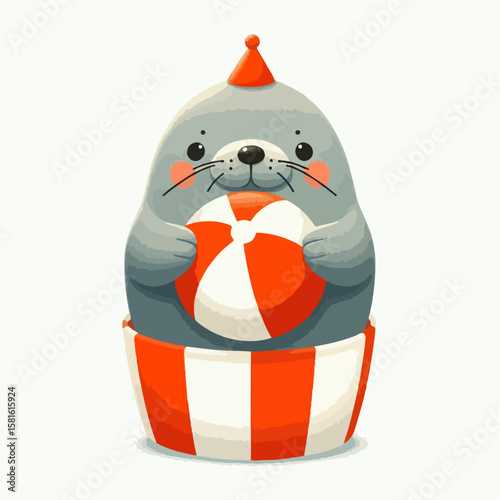 circus seal cartoon vector illustration