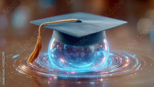 Wallpaper Mural Graduation cap on glowing sphere with swirling light effect Torontodigital.ca