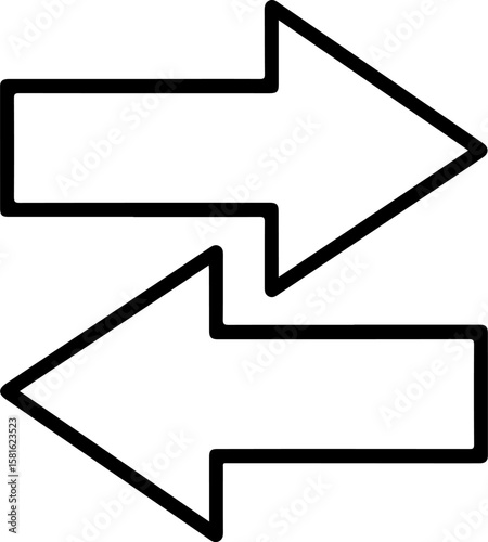Two opposing arrows pointing in opposite directions on a white background