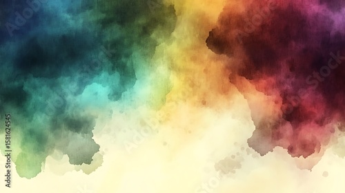 Vibrant watercolor canvas displaying an array of colors creating an abstract and dreamy visual