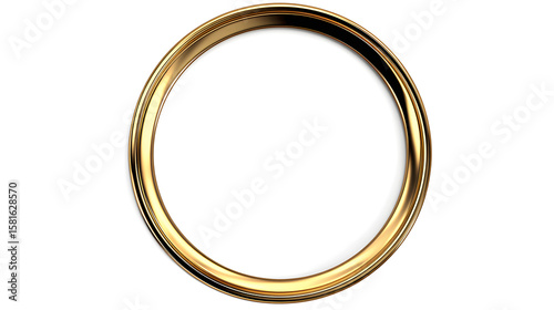 Gold circular frame, shiny metallic border, elegant golden ring isolated on white background, luxury badge or label mockup --ar 16:9