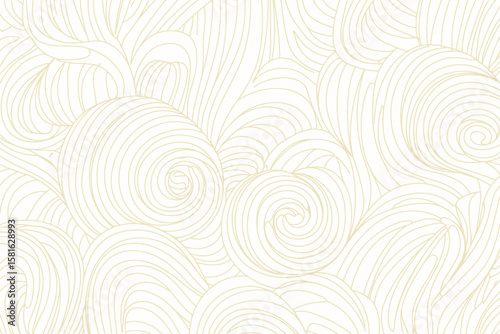Elegant swirl pattern creates a creamy white and beige background with stylized waves and abstract organic flowing shapes.