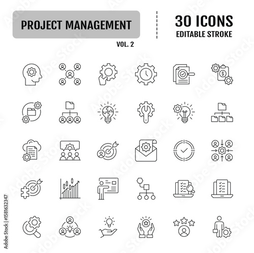 Project management icon collection. Time management and planning concept. Vector illustration