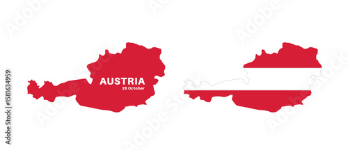Set of isolated austria maps. austria flag overlaid with flag proportions. Maps and traveling around the world