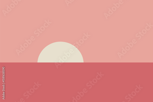 Minimalist sun illustration features gentle pastel pink and cream colors creating a calming sunrise or sunset aesthetic.