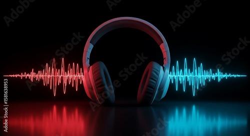 Immersive Audio Experience Headphones with Dynamic Sound Waves for Music and Podcast Enjoyment