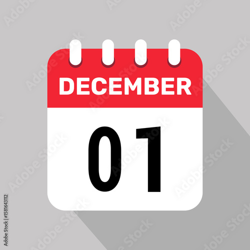 1 december calender icon text page monthly web design.