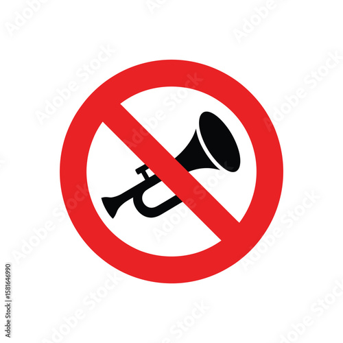 No honking sign symbol for quiet zones and traffic regulations