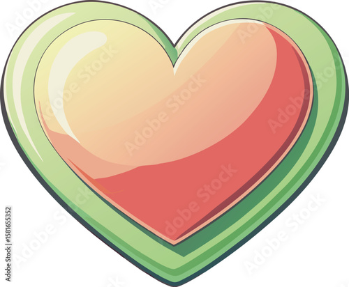 Stylized heart shape with gradient colors isolated on a white background