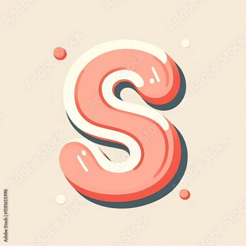 Wallpaper Mural A modern cute letter , rounded corners, soft pastel coral and cream colors, clean minimalist style with slight shadow,  Torontodigital.ca