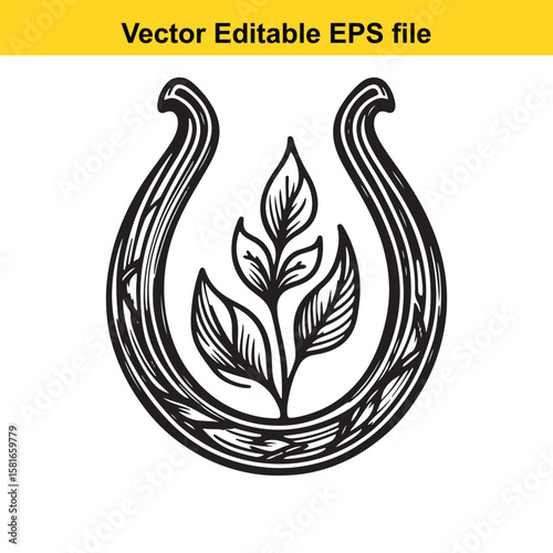 A horseshoe with leaves, symbolizing luck