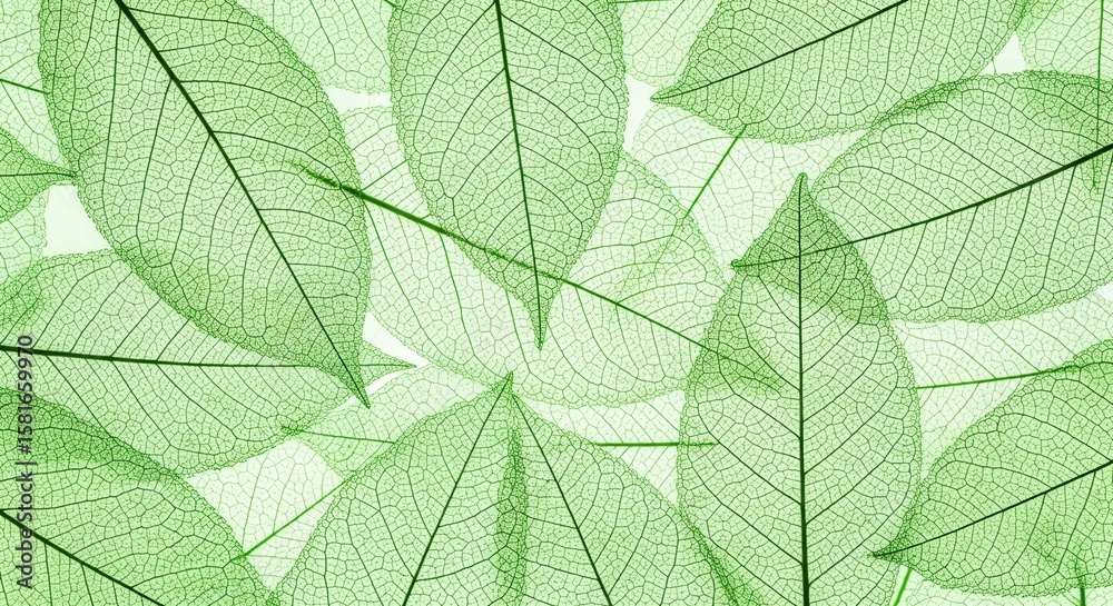 Obraz premium Pale Green Skeletonized Leaves Springtime Nature Background 1