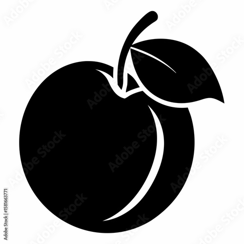 A bold peach silhouette stands out against a crisp white backdrop, highlighting the fruit's simple elegance and healthy appeal for creative projects.