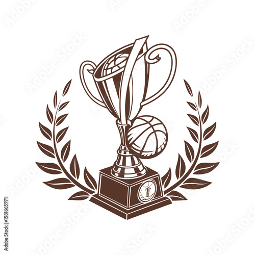 trophy and laurel wreath