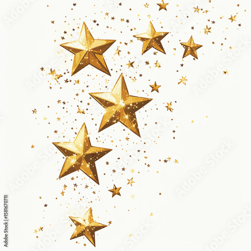 vector gold stars, vector style simple color