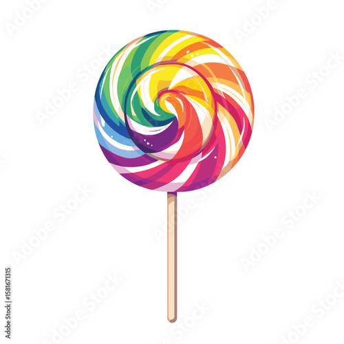 rainbow lollipop logo, vector style simple color