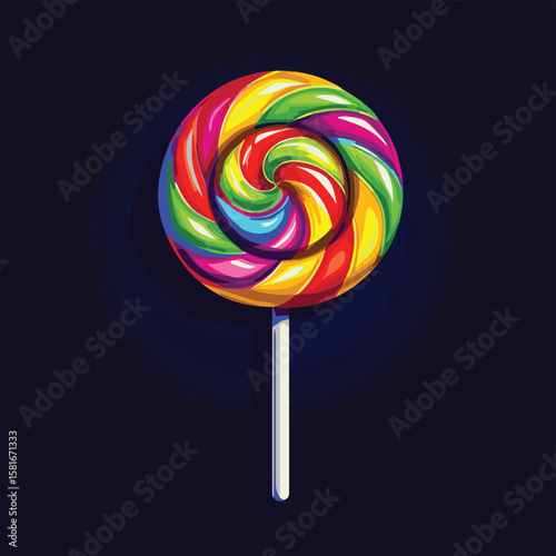 rainbow lollipop logo, vector style simple color