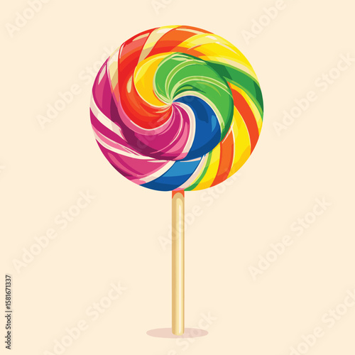 rainbow lollipop logo, vector style simple color
