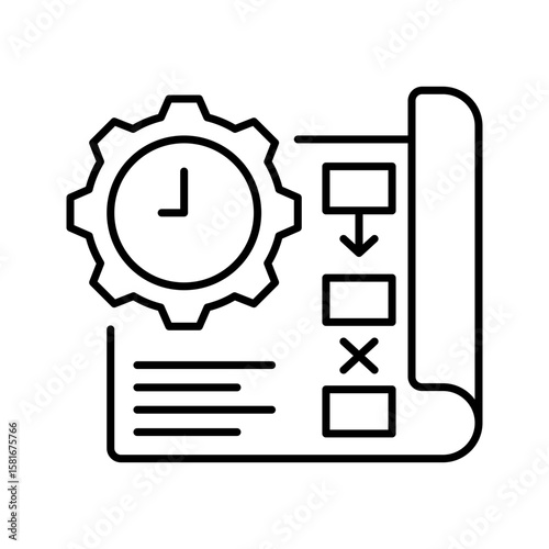 Project Plan Failure Icon. Outline Style Vector. Broken Workflow, Delayed Schedule, Incomplete Blueprint, Disrupted Process Management, and Labor Shortage Related Planning Error