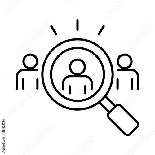 Candidate Selection Icon. Outline Style. Vector. Human Resource Choosing Person from Group. Talent Acquisition, Hiring Process, Labor Shortage and Recruitment Concept Illustration