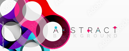 Vibrant overlapping circles create modern design. White background enhances colorful elements, offering clean aesthetic.