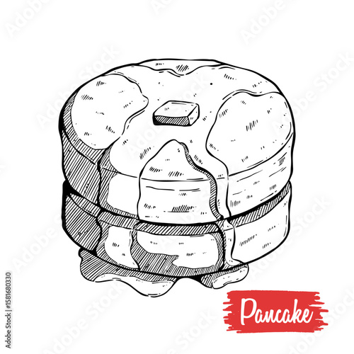 pancake hand drawing with honey for topping