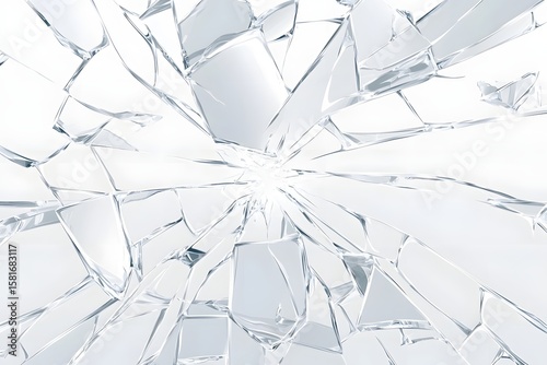 shattered glass vector effect with sharp edges and transparent center, clean white background 
