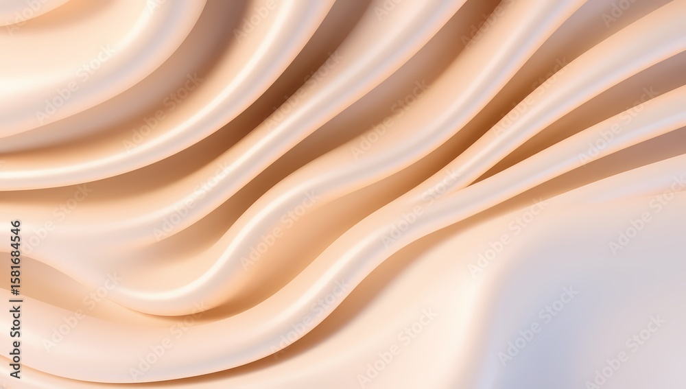 Obraz premium 優雅な曲線を描くベージュゴールドのシルク生地