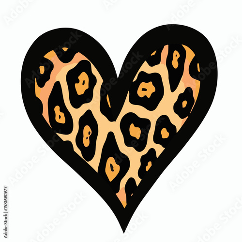 Leopard tiger pattern heart vector 