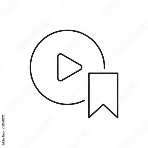 Bookmark video icon design isolated on white background. Vector illustration