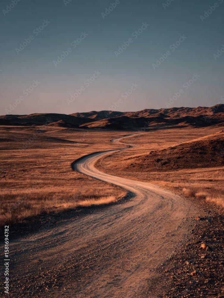 Fototapeta premium Winding Road Through Golden Fields