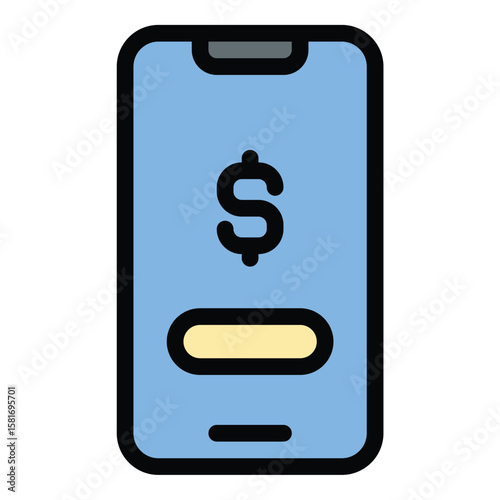 Payment icon flat line style illustration representing financial transactions and online purchases, suitable for e-commerce platforms, digital wallets, and retail checkout systems