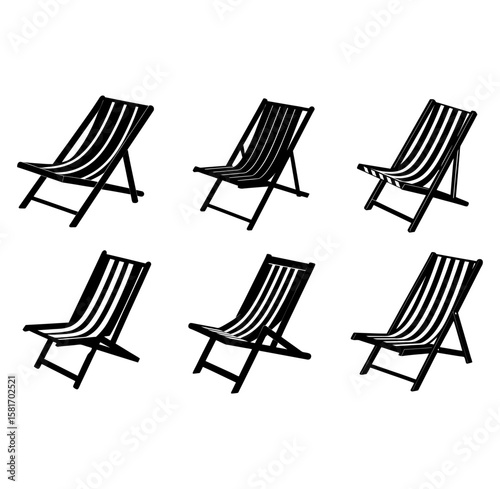 beach chair silhouette vector illustration