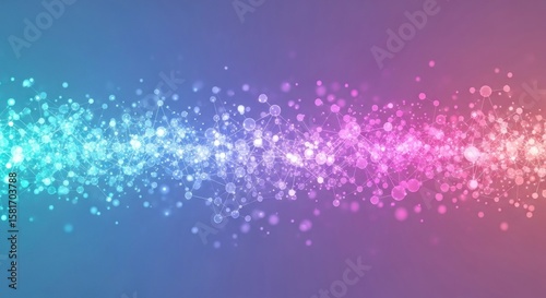 Abstract background with a central cluster of glowing particles and gradient color transition