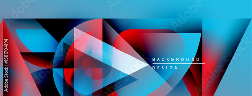 Abstract geometric shapes, vibrant colors, dynamic composition. Modern design elements create striking visual impact.