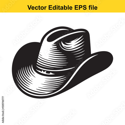 Black cowboy hat isolated on white background