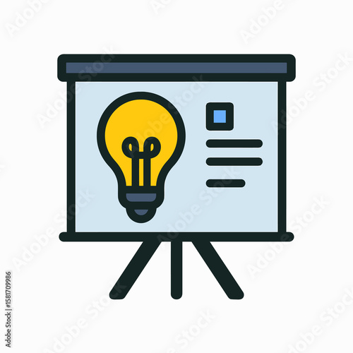 Creative Presentation Icon – Bulb on Flipchart