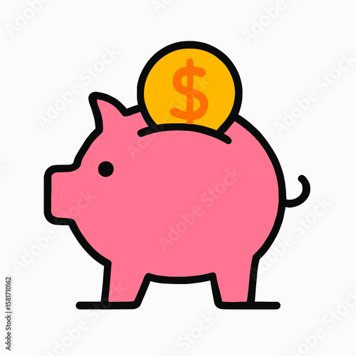 Piggy Bank Icon – Savings & Finance Concept