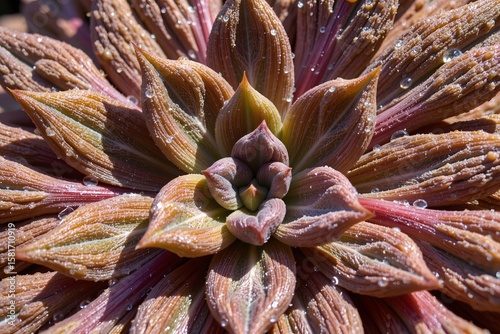 Macro Water Droplet on Succulent Leaf Cells