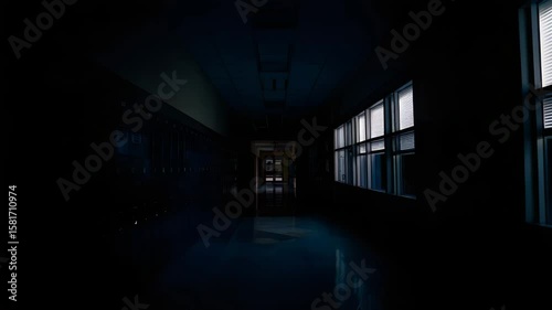 静寂の学校の廊下１
