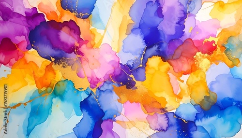 Abstract watercolor painting with vibrant colors