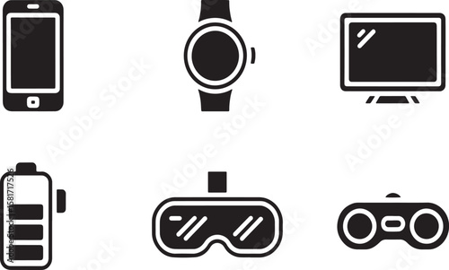 Electronic devices and technology icons smartphone smartwatch