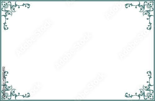 Wallpaper Mural Elements of ornate vintage frames. Border green on white classic calligraphy swirls, floral motifs. Design print for greeting cards, wedding invitations, restaurant menu, royal certificates. Set 510
 Torontodigital.ca