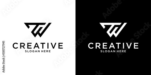 TW or WT initial letter logo design vector