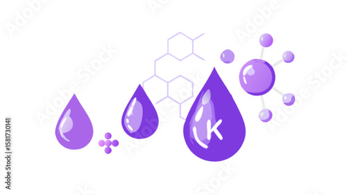 Potassium chemical structure illustration for science education and medical healthcare presentations design